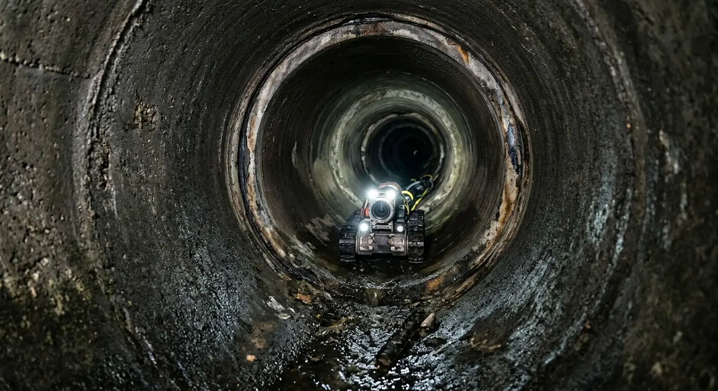 Robotic sewer camera inspecting pipe interior for Sewer Line Repair in Albemarle